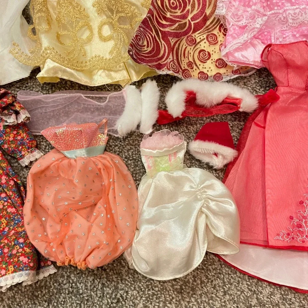 Vtg 50+ Lot Barbie Doll Clothes Gown 80s 90s Dresses Tops Skirt Sets accessories